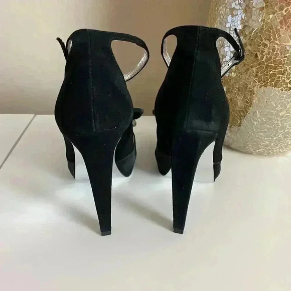 Bebe Hollace Black Peep Toe Heels Size 7 - Picture 12 of 13